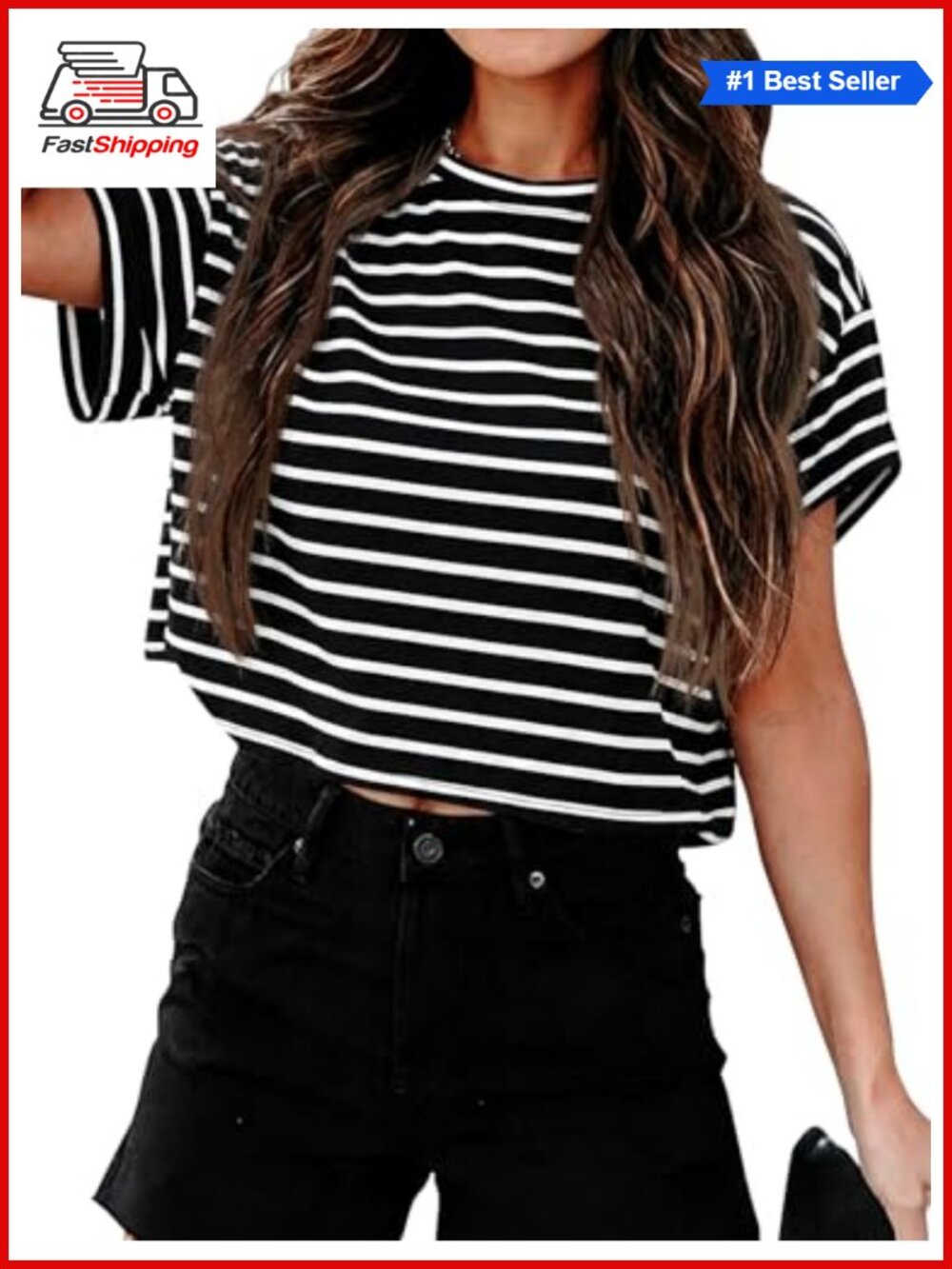 Women Short Sleeve Cropped T-Shirt Crew Neck Summer Basic Crop Top